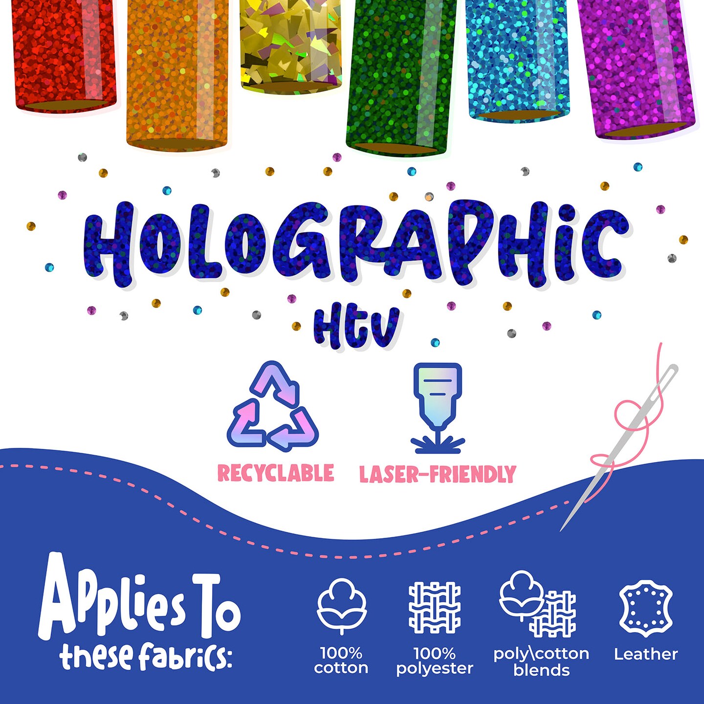 Siser&#xAE; Holographic Heat Transfer Vinyl, 11.8&#x22; x 24&#x22;