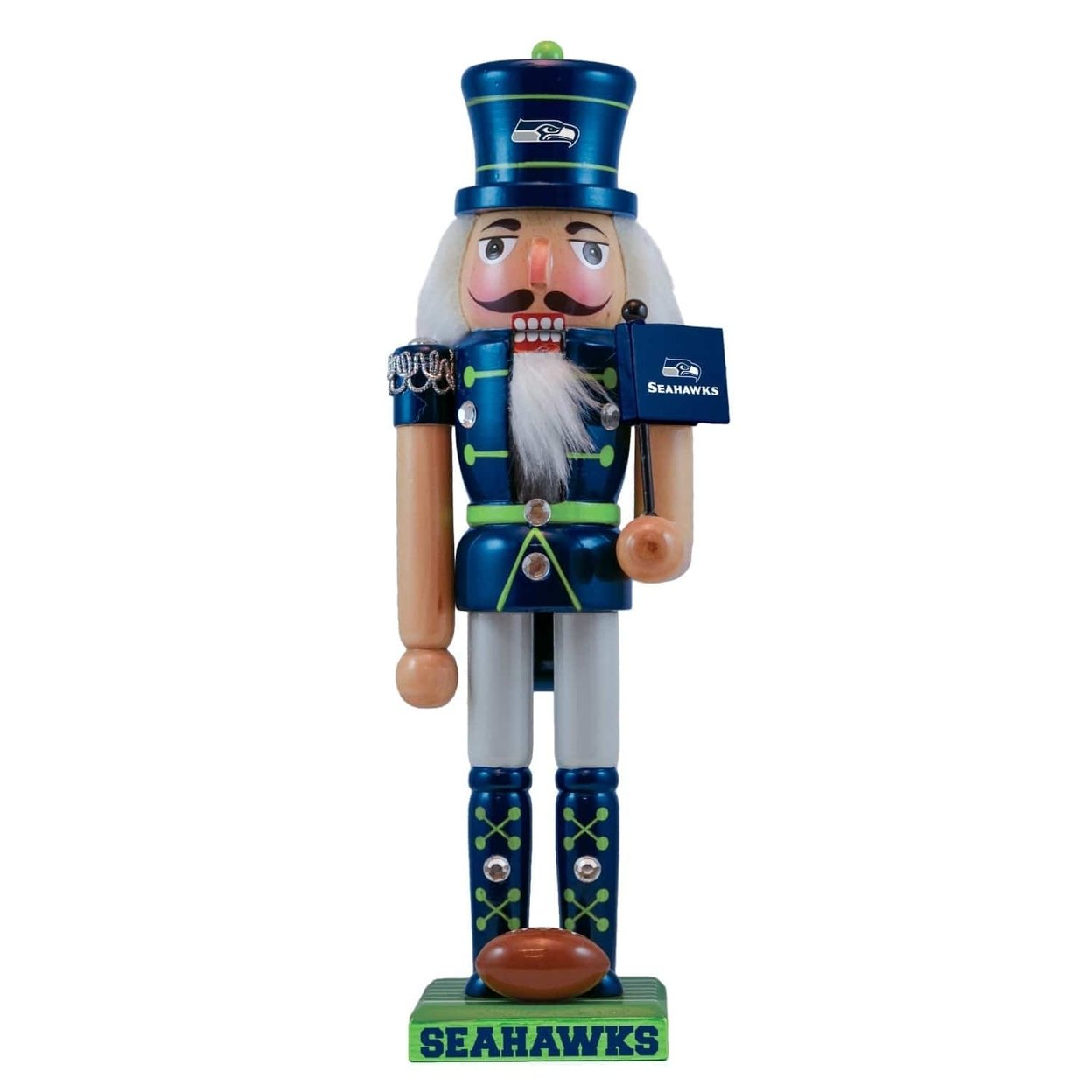 Seattle Seahawks Nutcracker Handcrafted Solid Wood Nfl Collectible Team Pride