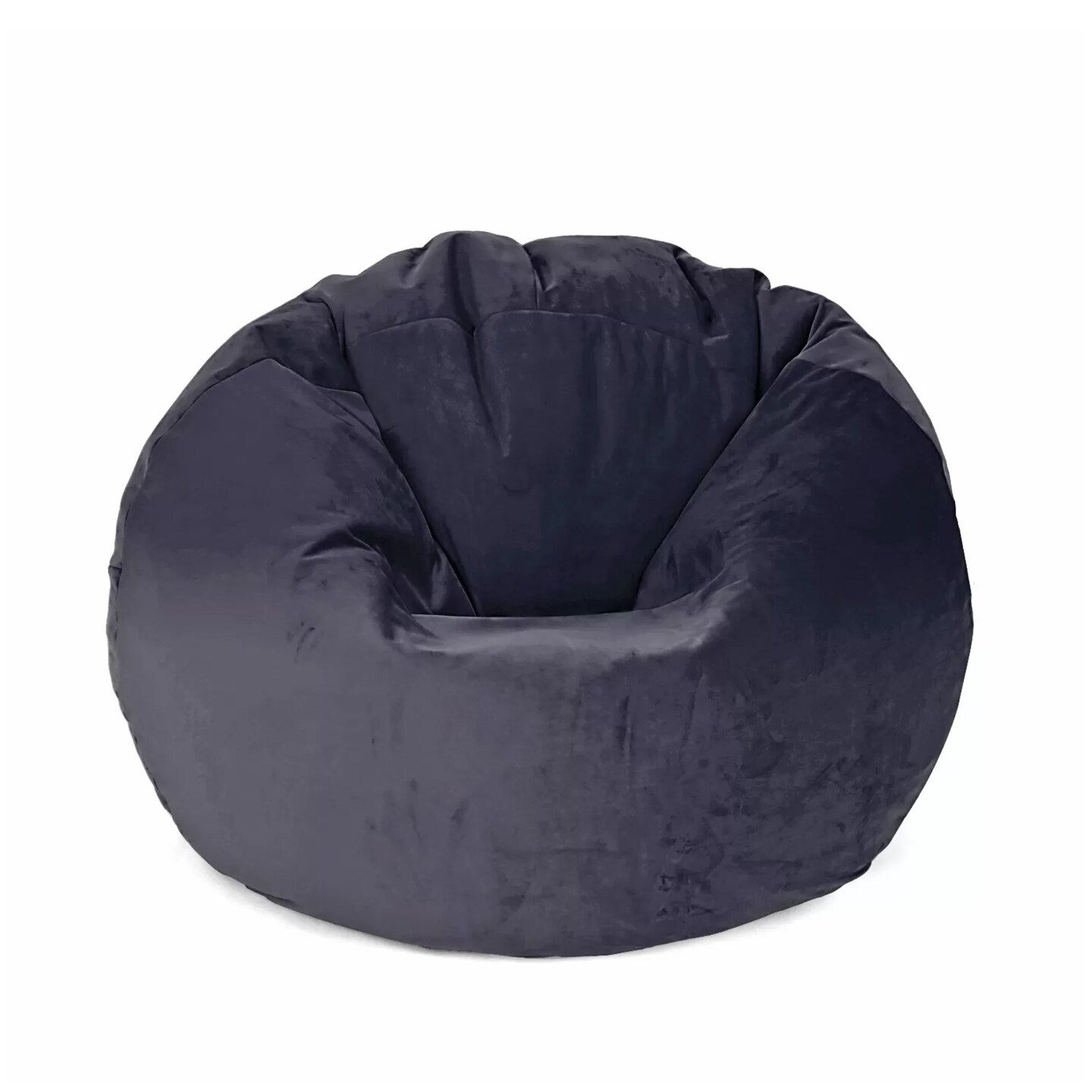 Lotus Lounge Chair Medium Round Bud Velvet Bean Bag Cover - 27.5&#x22; x 27.5&#x22; - Black