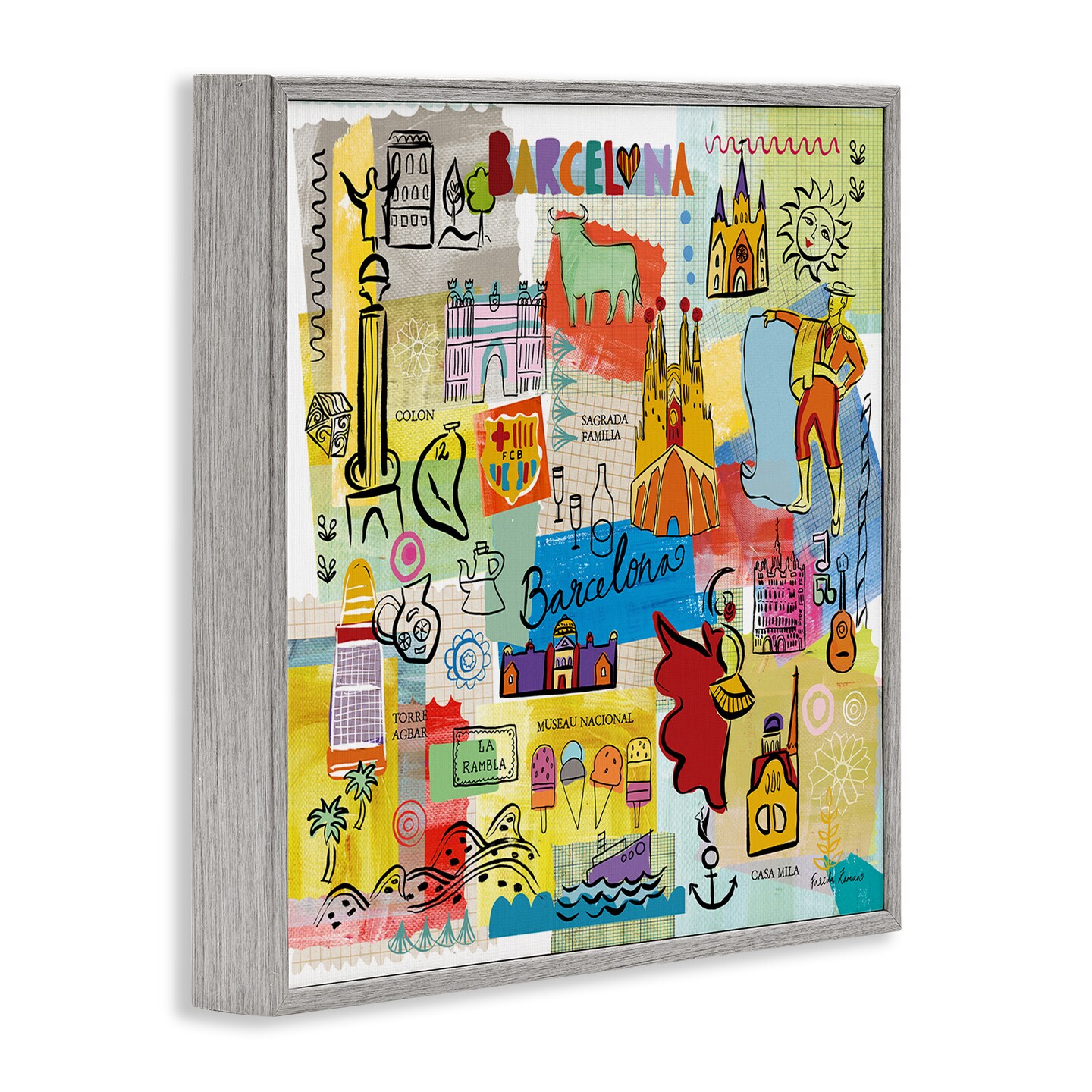 Stupell Industries Colores de Barcelona Framed Giclee Art