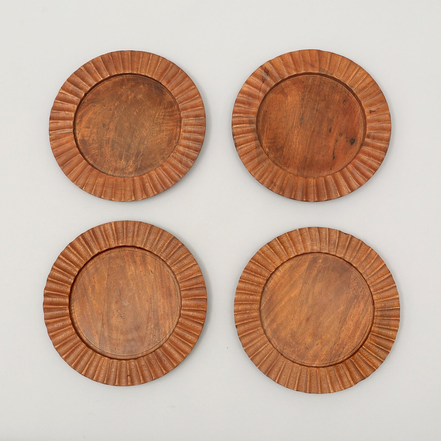 Handcrafted Natural Wood Charger Plates &#x2013; Eco-Friendly, 13&#x201D;