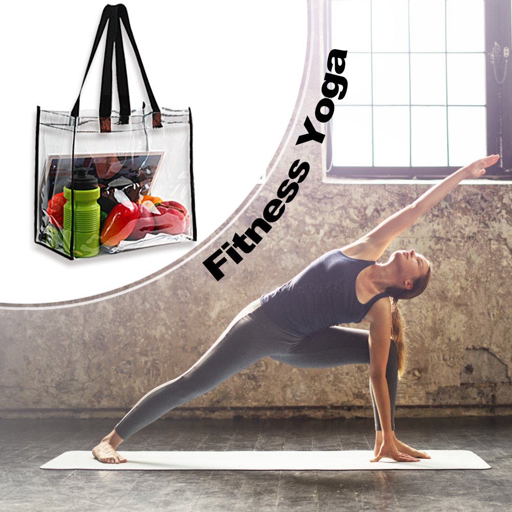 2-Pack Stadium Approved Clear Tote Bag, Stadium Security Travel &#x26; Gym Clear Bag, Perfect for Work, School, Sports Games and Concerts,12&#x22;X 12&#x22;X 6&#x22;