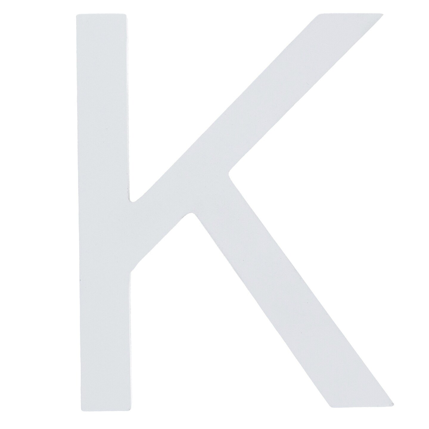 Arial Font White Painted MDF Wood Letter K (6 Inches)