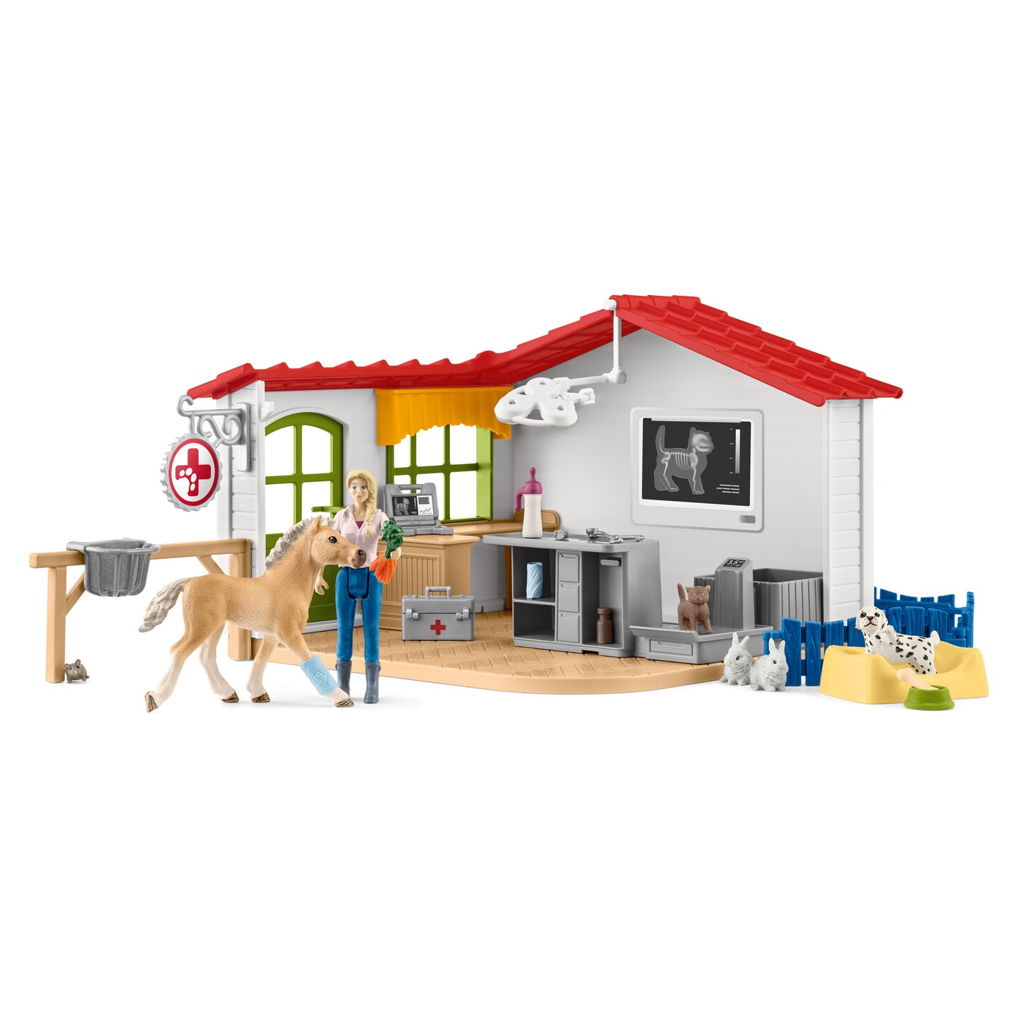 Schleich Farm World: Veterinarian Practice With Pets - 43pc Playset, Pet &#x26; Vet Figurines, Exam Table &#x26; Accessories, Realistic Animal Toys, Kids Age 3+