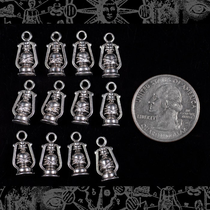 Silver Mini Kerosene Lamp Charms - Set of six - XXX - ZS-C20