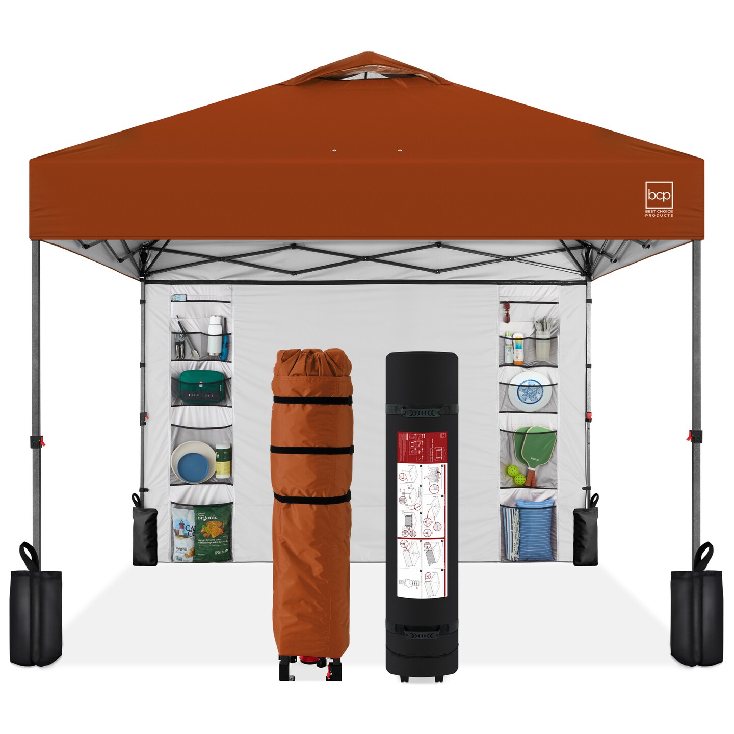 Best Choice Products 10x10ft Easy Setup Pop Up Canopy, Portable Tent w/ Side Wall, 1-Button Push, Case