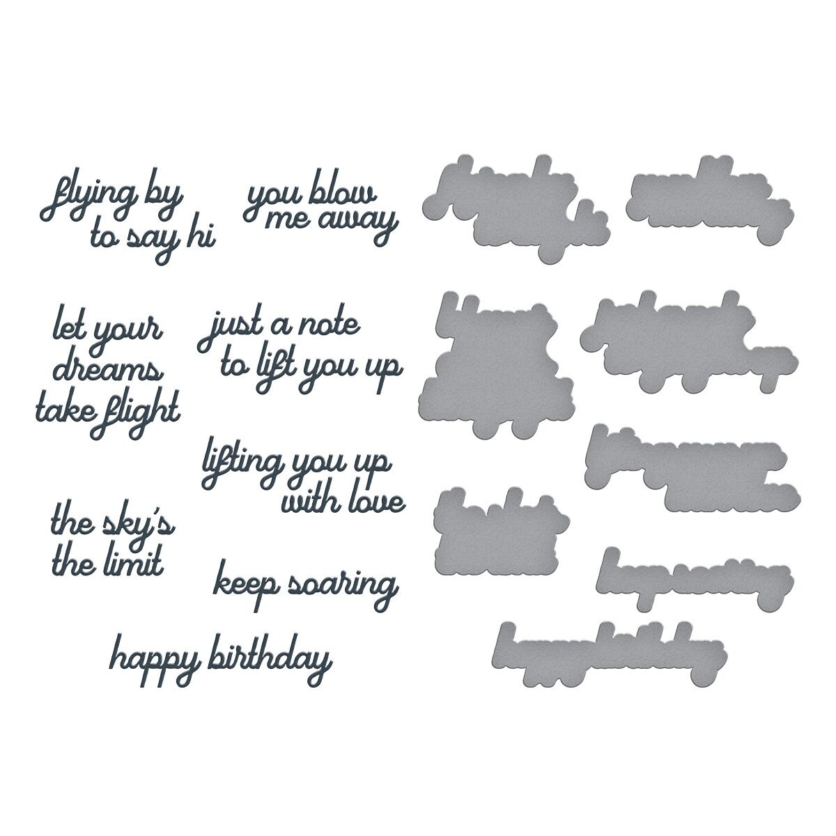 Spellbinders PressPlate & Die Set By Simon Hurley-Soaring Sentiments, Sky's The Limit