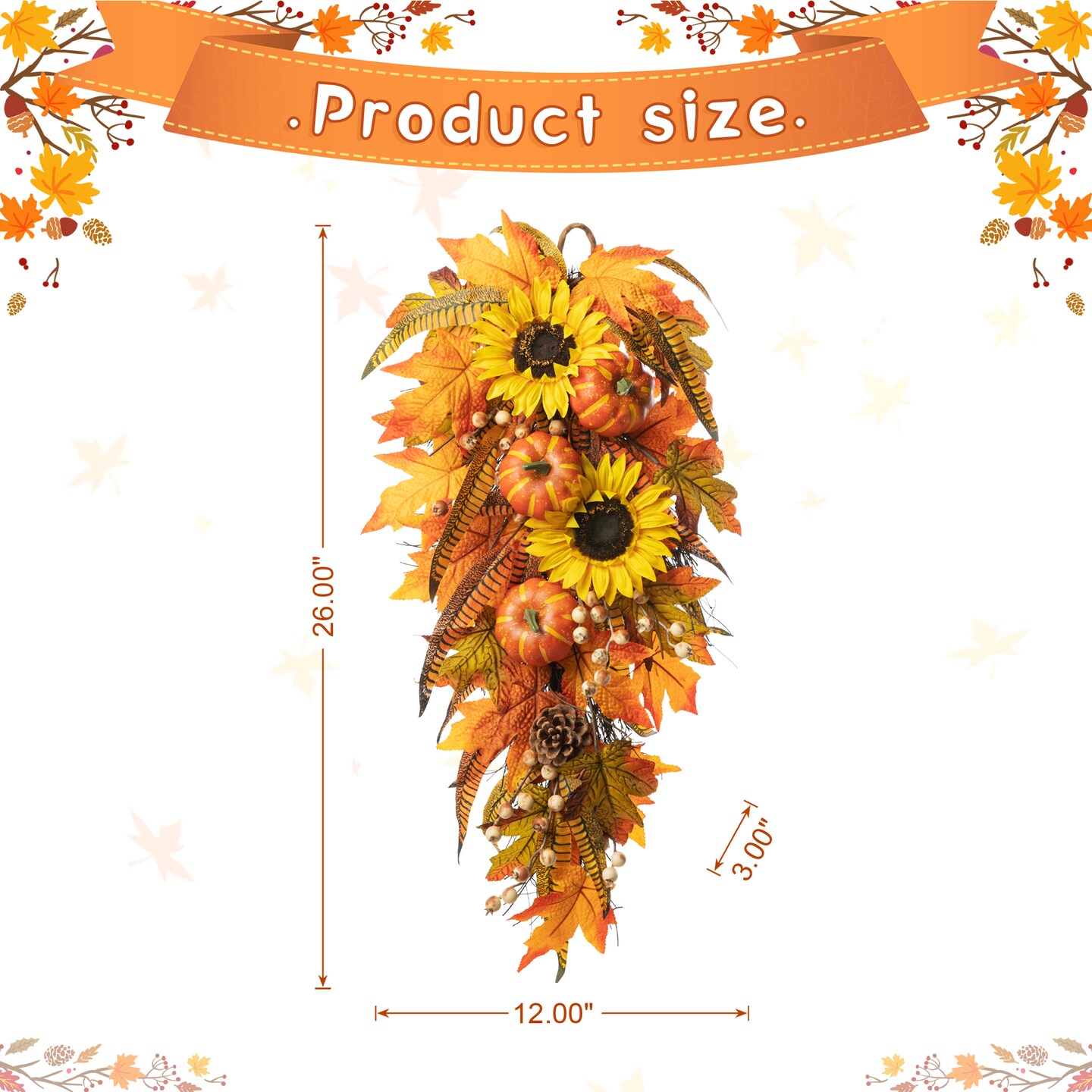 Fall Sunflower Leaf Potted Tree Thanksgiving Porch Decor