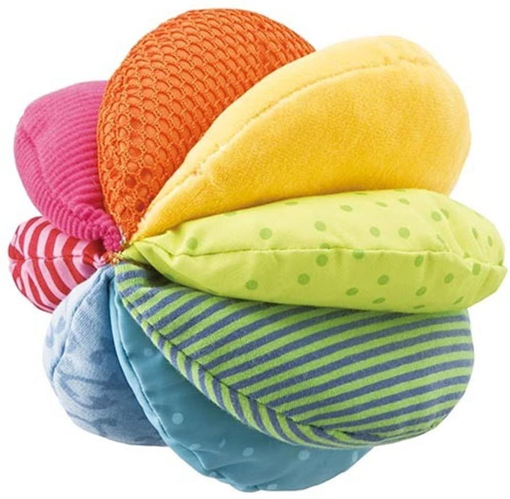 HABA Rainbow Baby Ball - Machine Washable Baby Sensory Toys - Ideal Baby Toy for Teething, Tummy Time Toys for Ages 6 Months &#x26; up