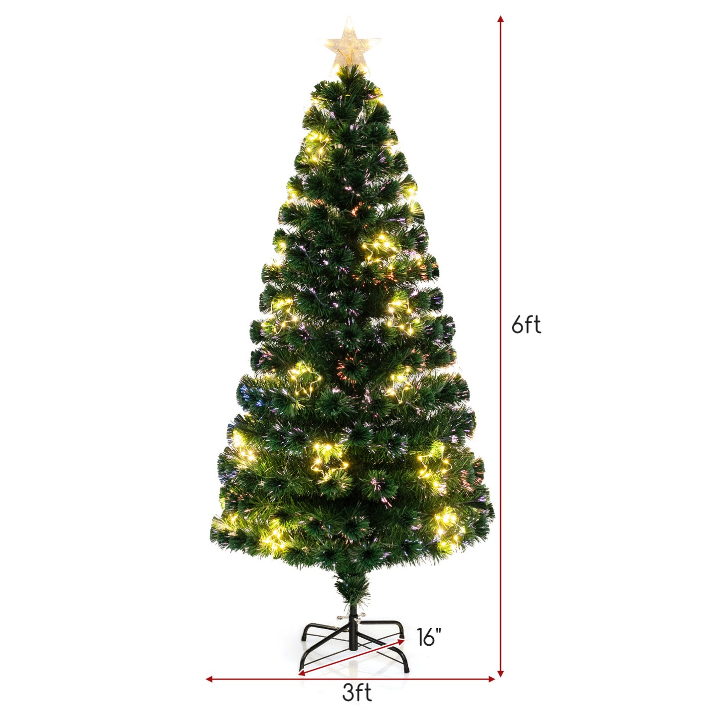 Pre-Lit Artificial Xmas Tree with Top Star and Branch Tips