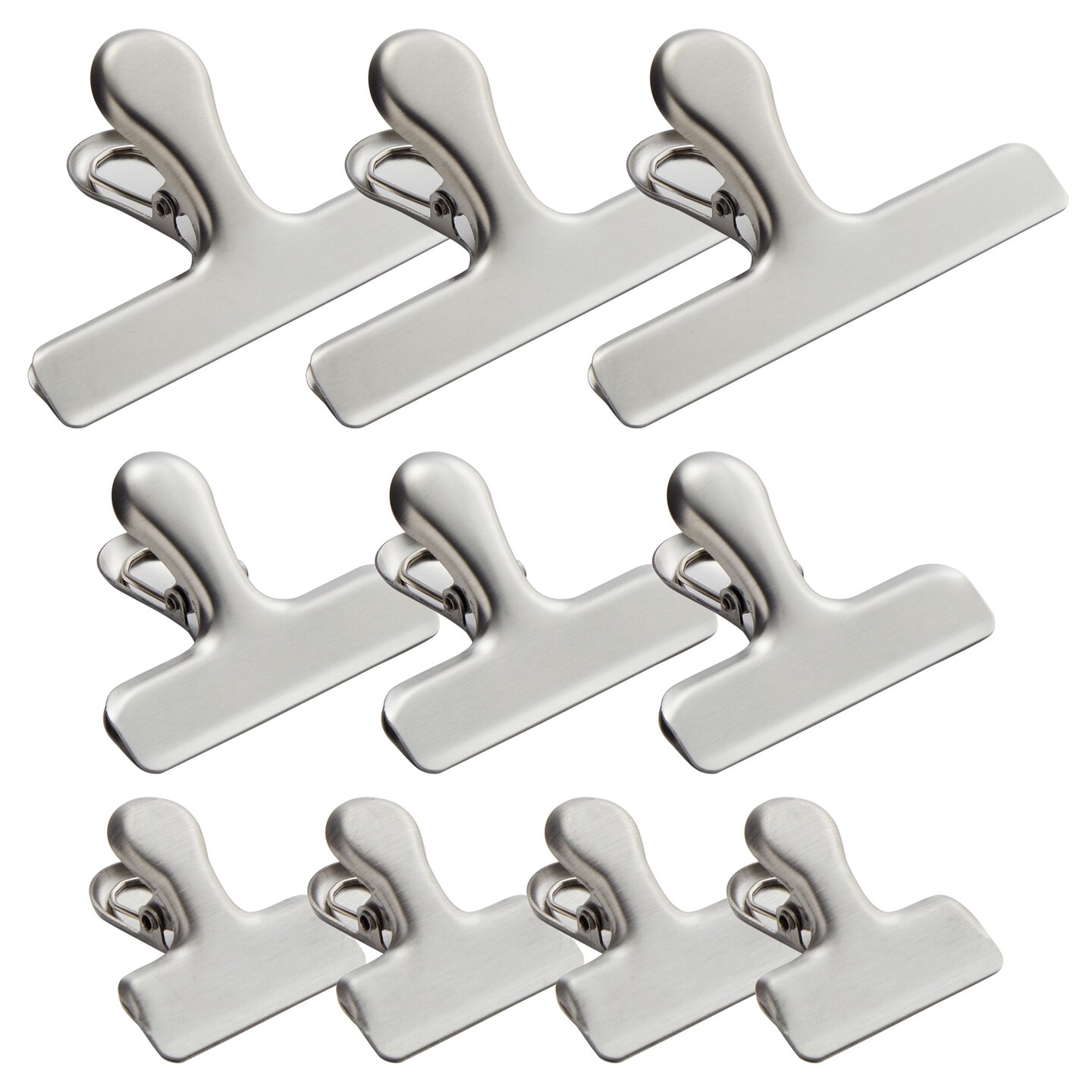 Set of 10 Metal Chip Clips for Food Storage, Stainless Steel Bag Clips for Kitchen Supplies (3 Sizes)