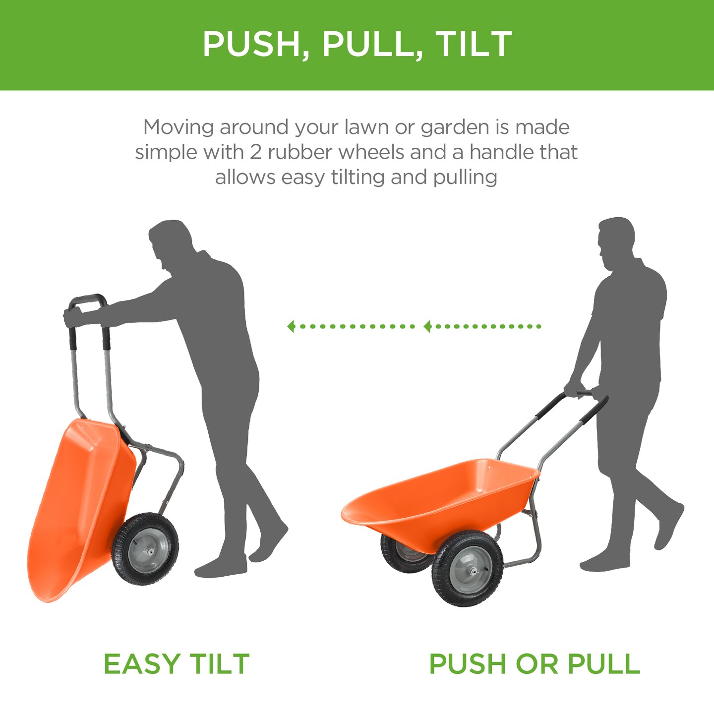 Best Choice Products Dual-Wheel Home Wheelbarrow Yard Garden Cart for Lawn, Construction