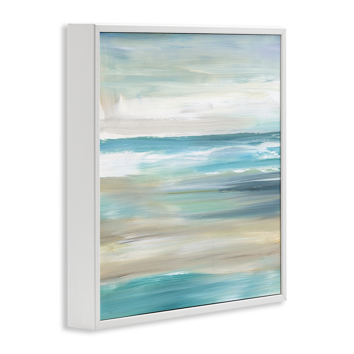 Stupell Industries Abstract Beach Sand Ocean Waves Framed Giclee Art