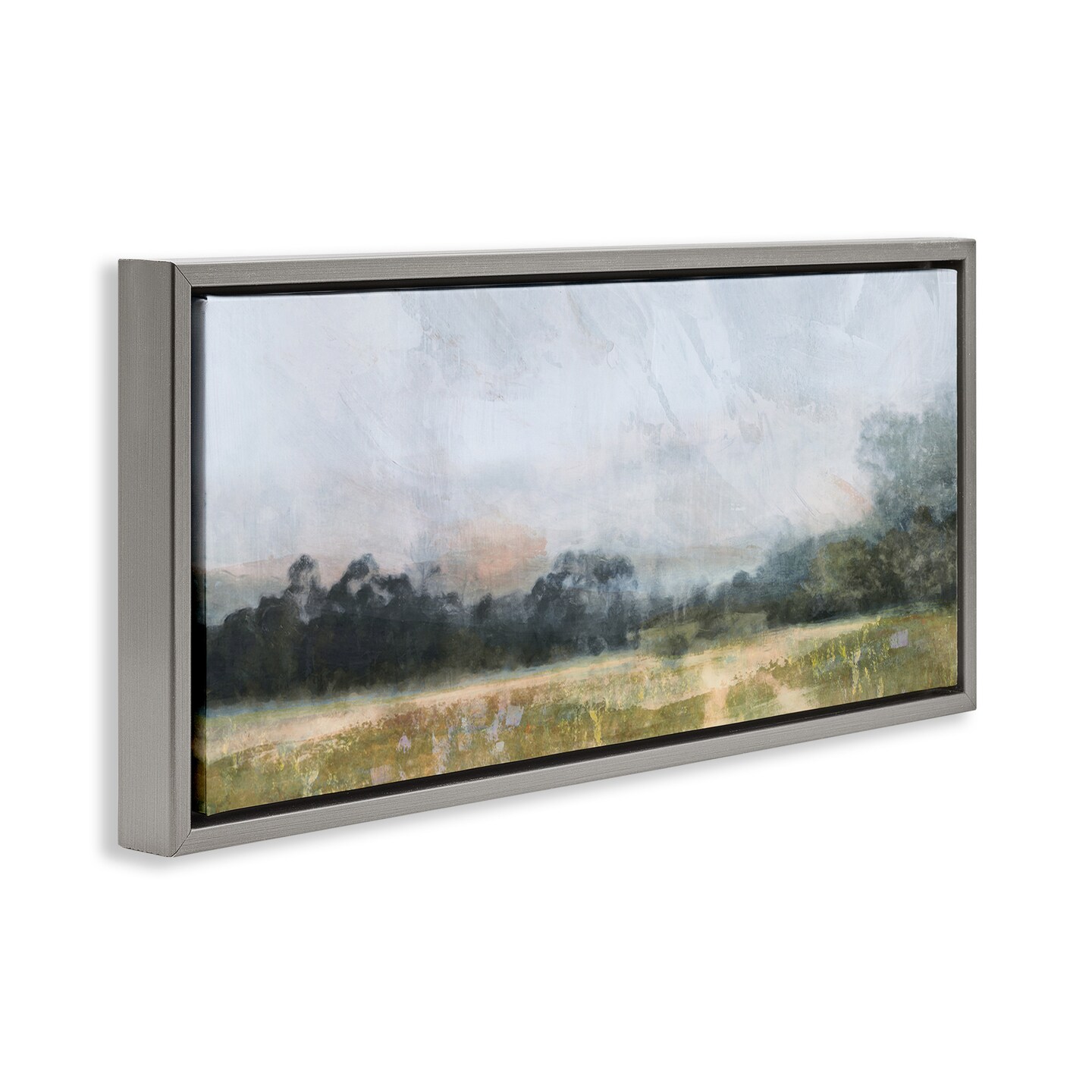 Stupell Industries Rural Field Abstract Landscape Framed Floater Canvas Wall Art
