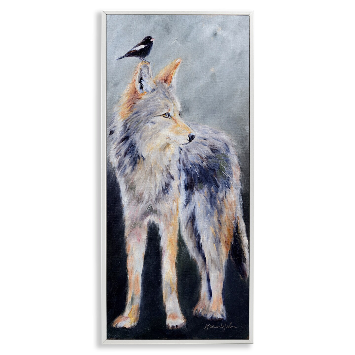 Stupell Industries Wild Coyote &#x26; Black Bird Framed Giclee Art