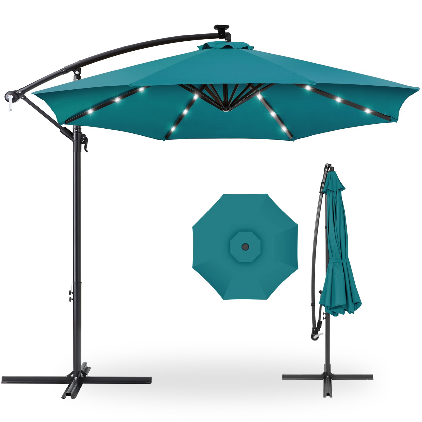 Best Choice Products 10ft Solar LED Offset Hanging Outdoor Market Patio Umbrella w Adjustable Tilt Michaels