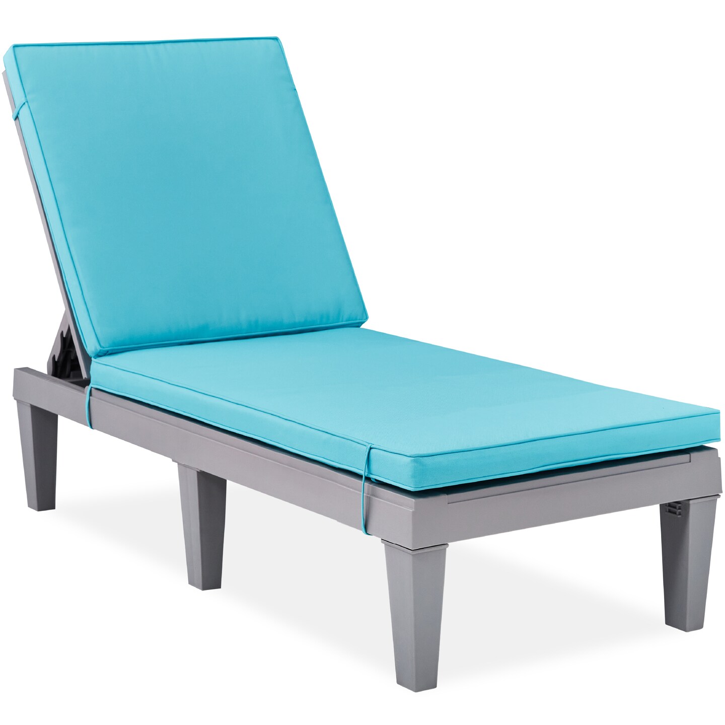 Best Choice Products Outdoor Lounge Chair, Resin Patio Chaise Lounger w/ Seat Cushion, 5 Positions