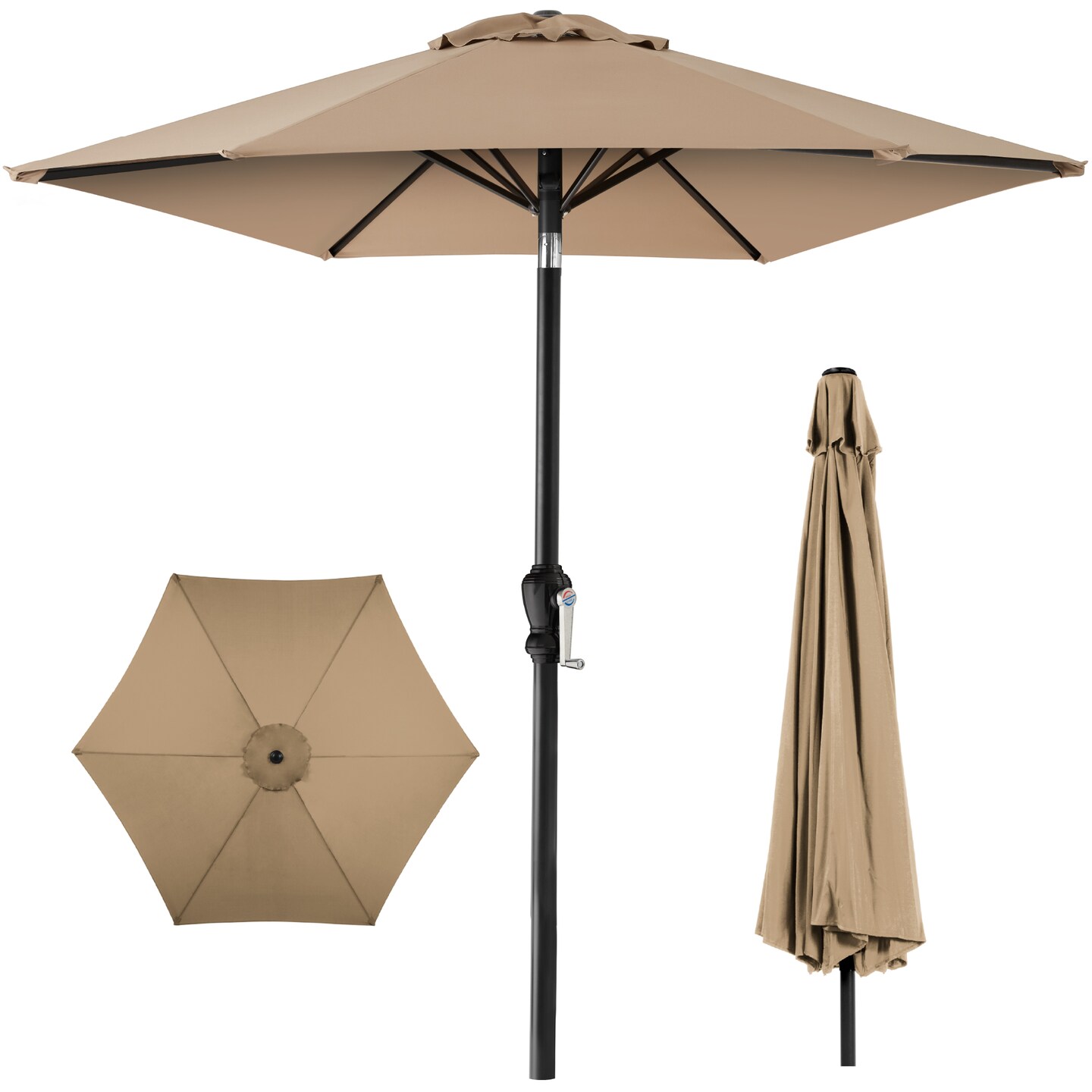 Best Choice Products 10ft Outdoor Steel Market Patio Umbrella w/ Crank, Tilt Push Button, 6 Ribs