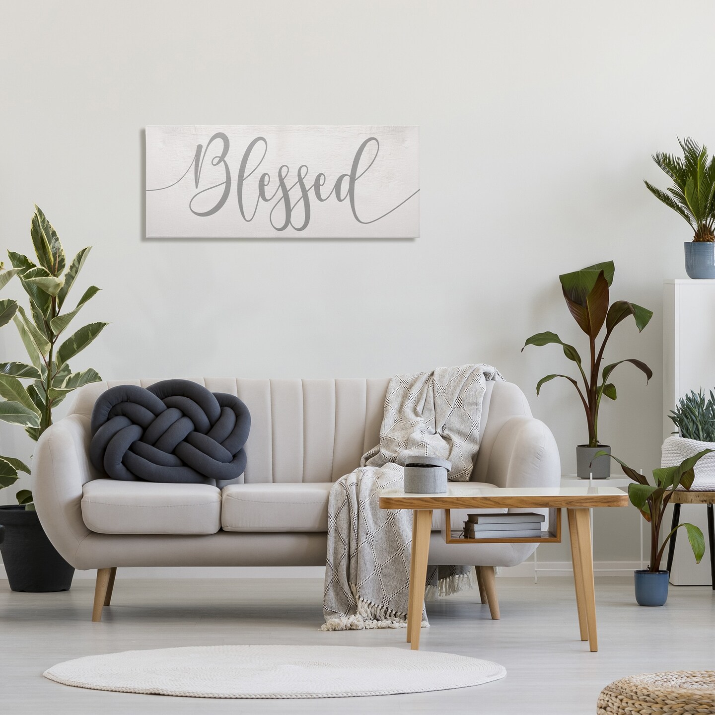 Stupell Industries Soft Grey Blessed Typography Canvas Wall Art