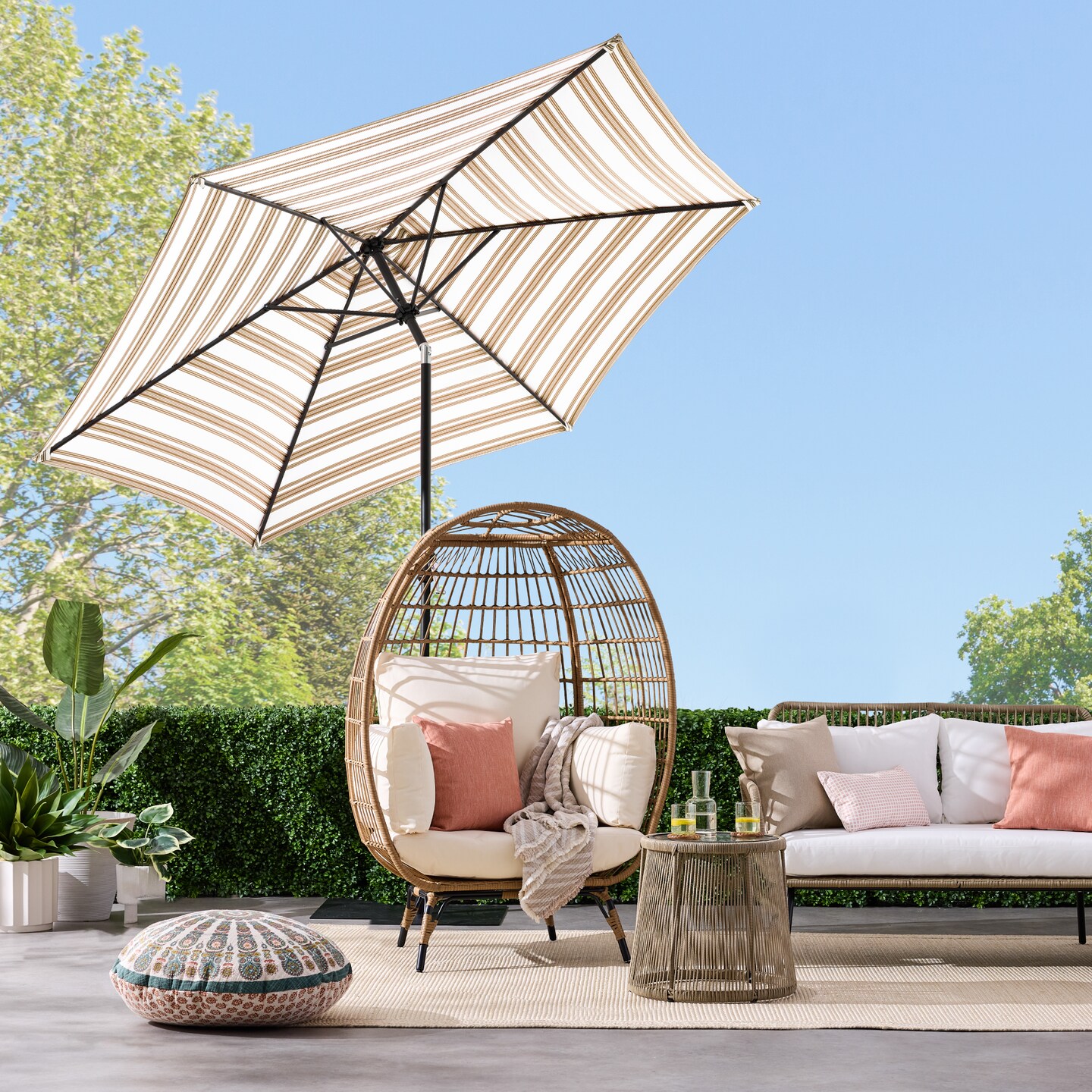 Best Choice Products 10ft Outdoor Steel Striped Market Patio Umbrella w/ Crank, Tilt Push Button, 6 Ribs