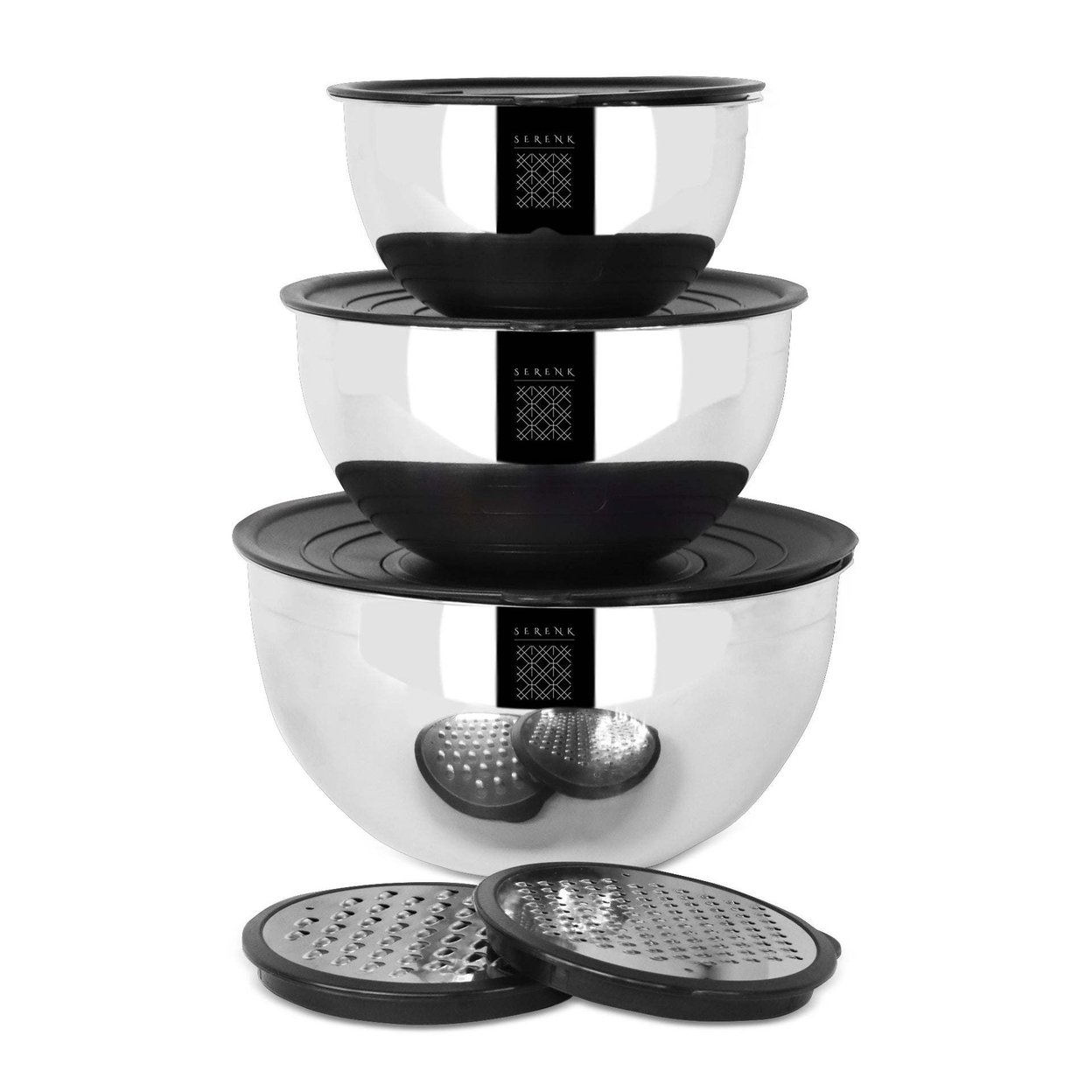Modernist 9 Pieces Stainless Steel Mixing And Storage Bowl Set With Grater