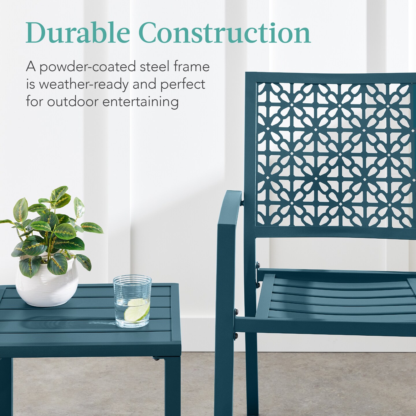 Best Choice Products 3-Piece Stackable Patio Bistro Set, Outdoor Chat Furniture w/ 2 Chairs, Table