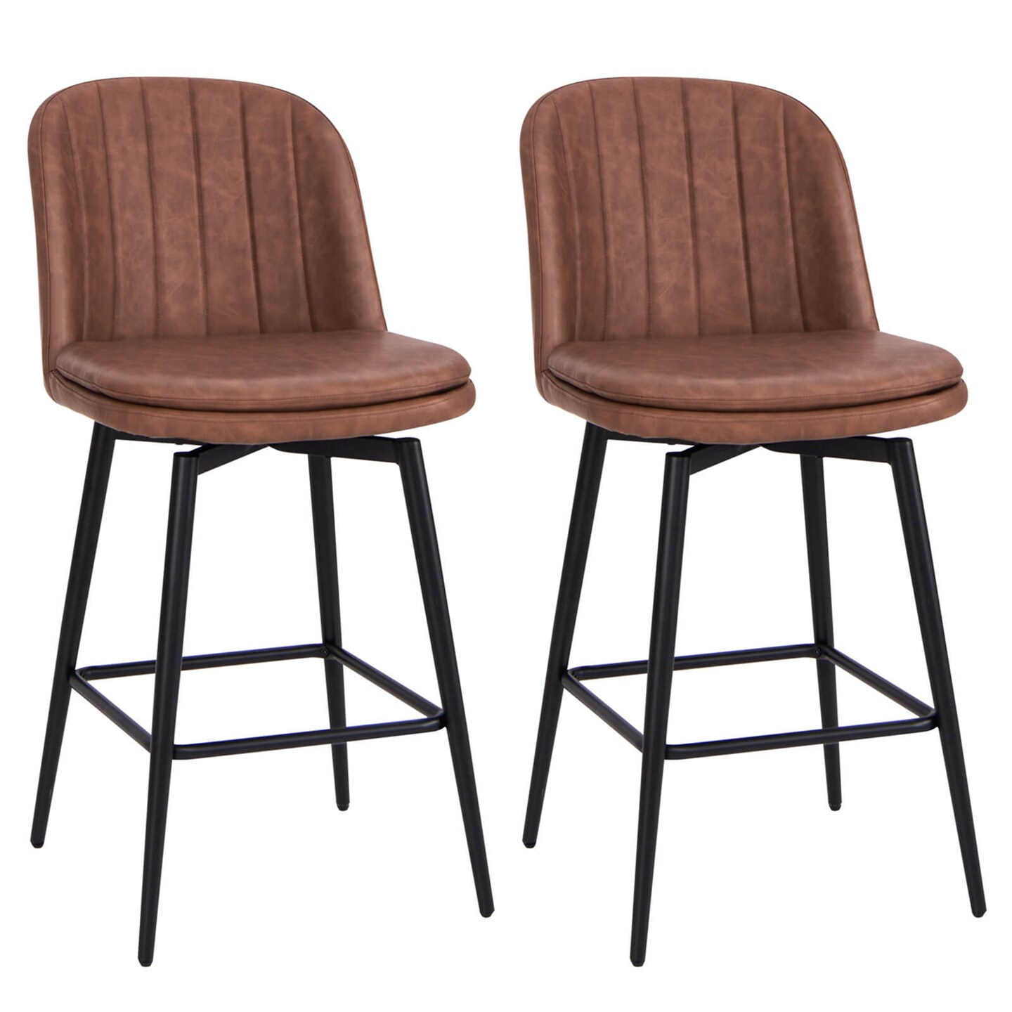 Costway 27 Inch Swivel Bar Stool Set of 2/4 with Padded Seat Metal Legs &#x26; Footrest