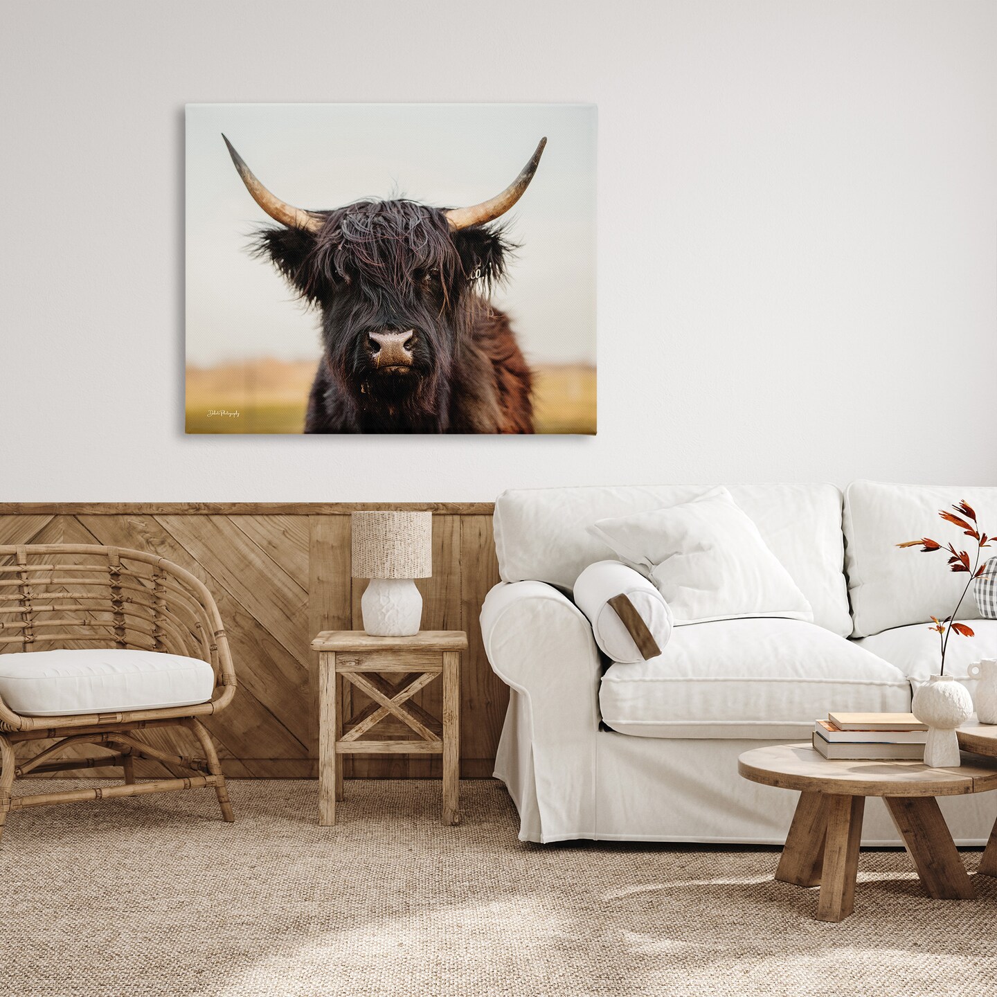 Stupell Industries Black Highland Cow Portrait Canvas Wall Art