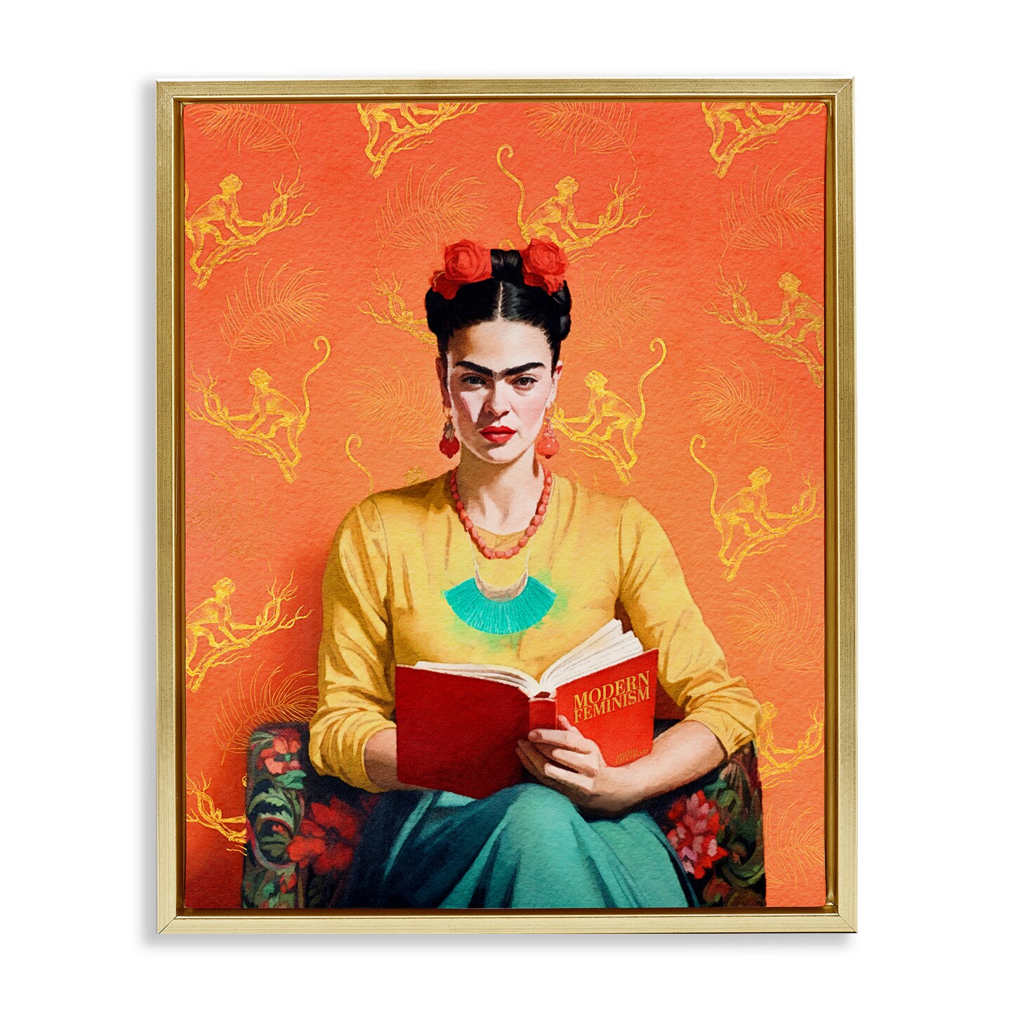 Stupell Industries Modern Frida Kahlo Framed Floater Canvas Wall Art