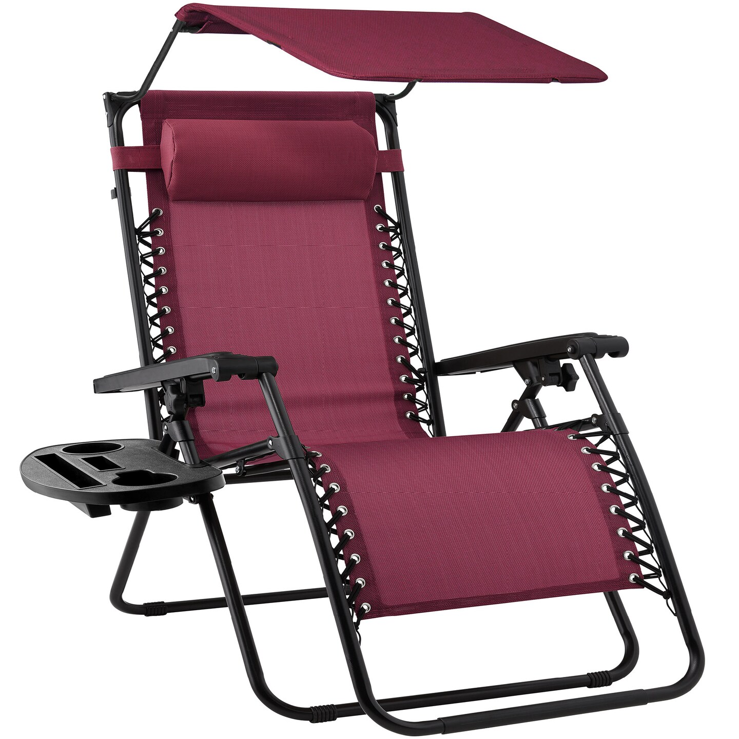 Best Choice Products Folding Zero Gravity Recliner Patio Lounge Chair w/ Canopy Shade, Headrest, Tray