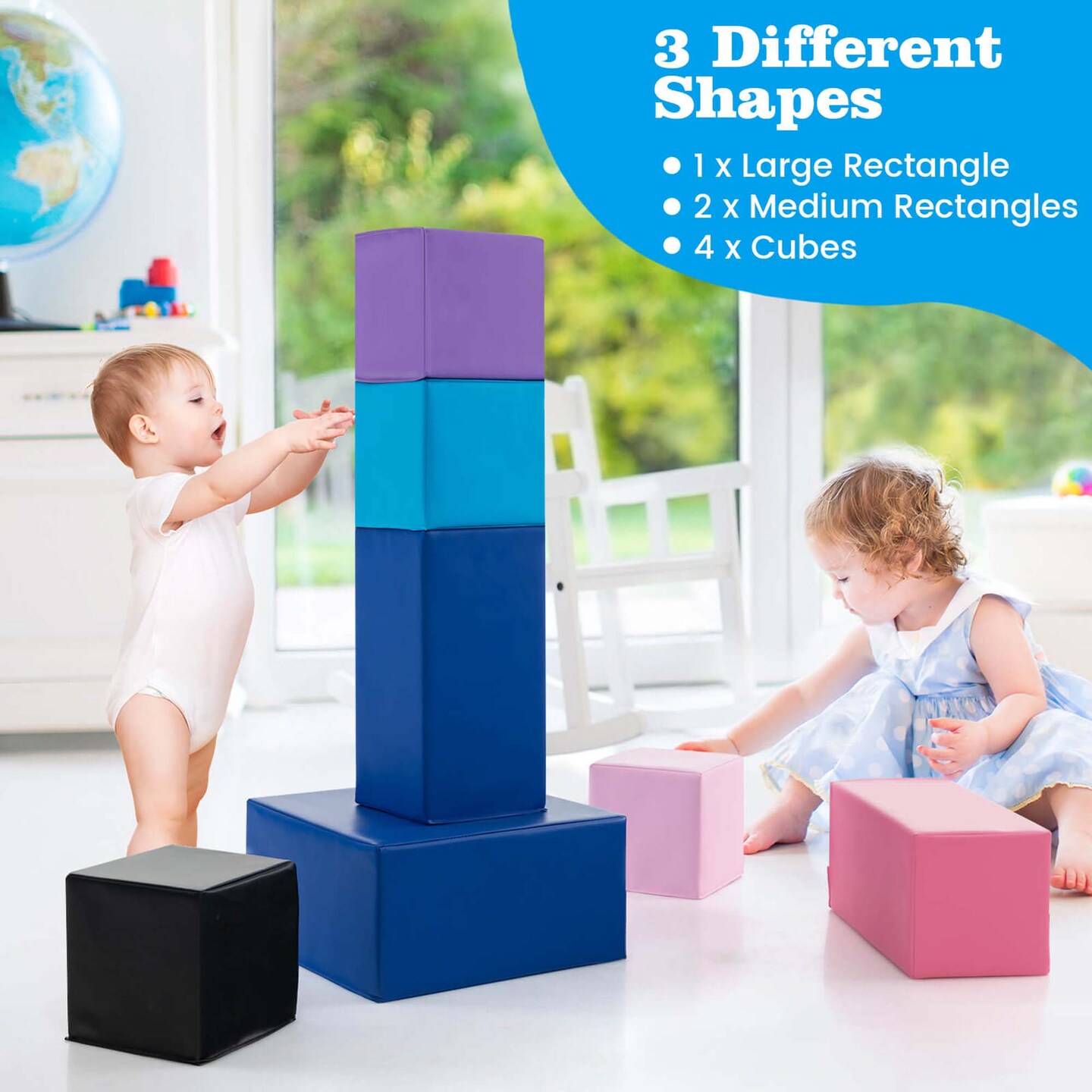 Costway 7 PCS Foam Building Blocks Colorful Climbing Foam Soft Cubes for Kids