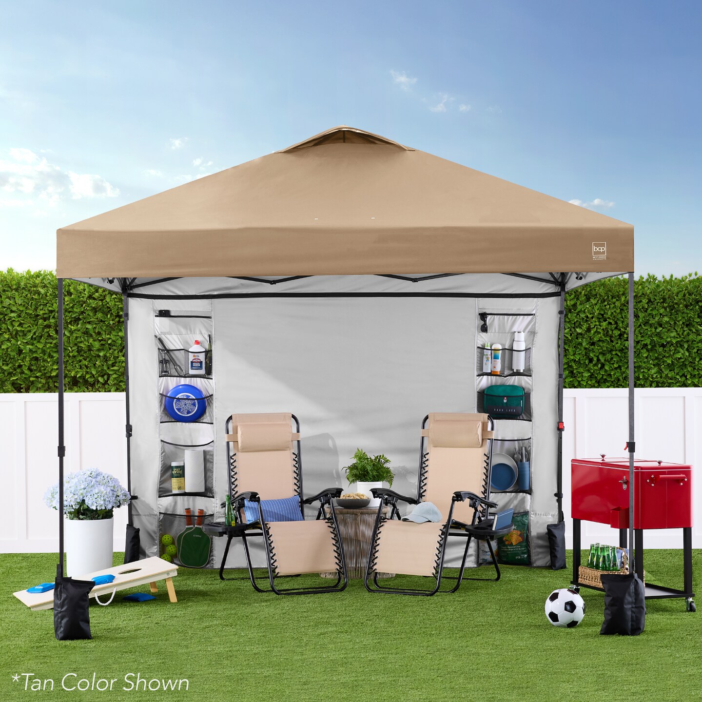 Best Choice Products 10x10ft Easy Setup Pop Up Canopy, Portable Tent w/ Side Wall, 1-Button Push, Case