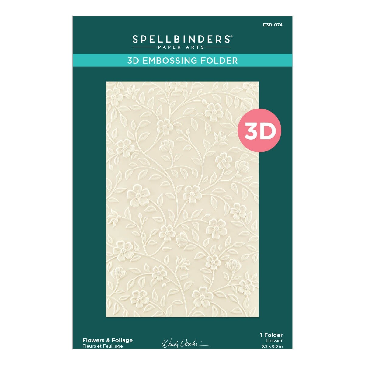 Spellbinders 3D Embossing Folder From The Garden Collection-Flowers &#x26; Foliage