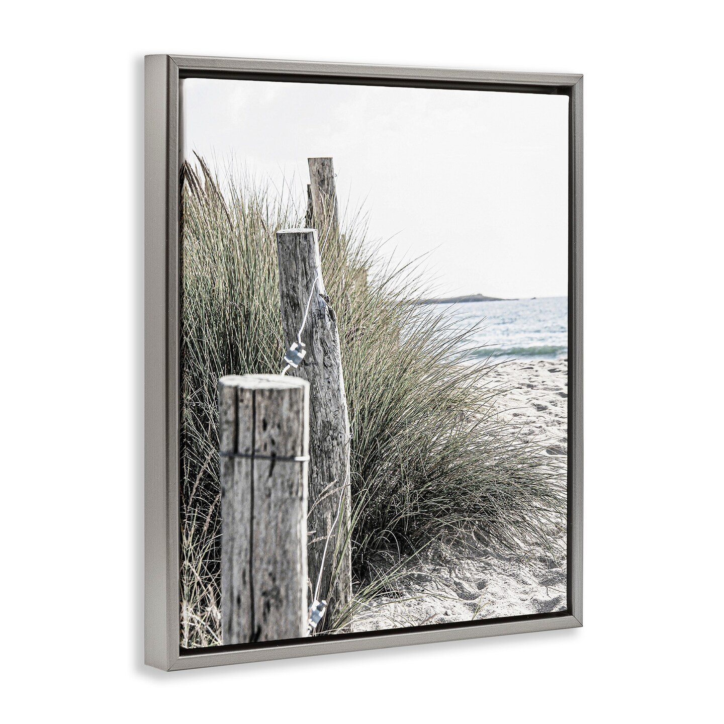 Stupell Industries Coastal Beach Landscape Framed Floater Canvas Wall Art
