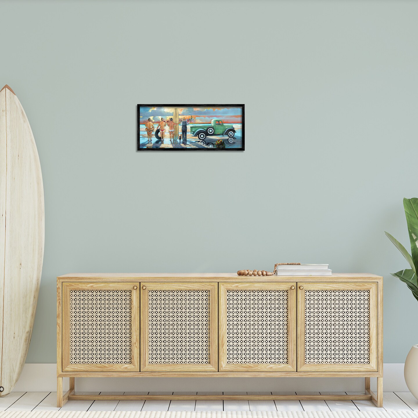Stupell Industries Butler Serving Beach Girls Scene Framed Giclee Art