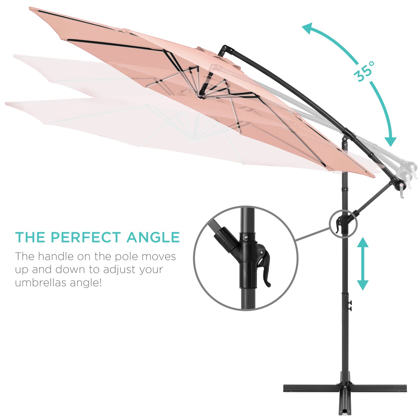 Best Choice Products 10ft Offset Hanging Outdoor Market Patio Umbrella w/ Easy Tilt Adjustment