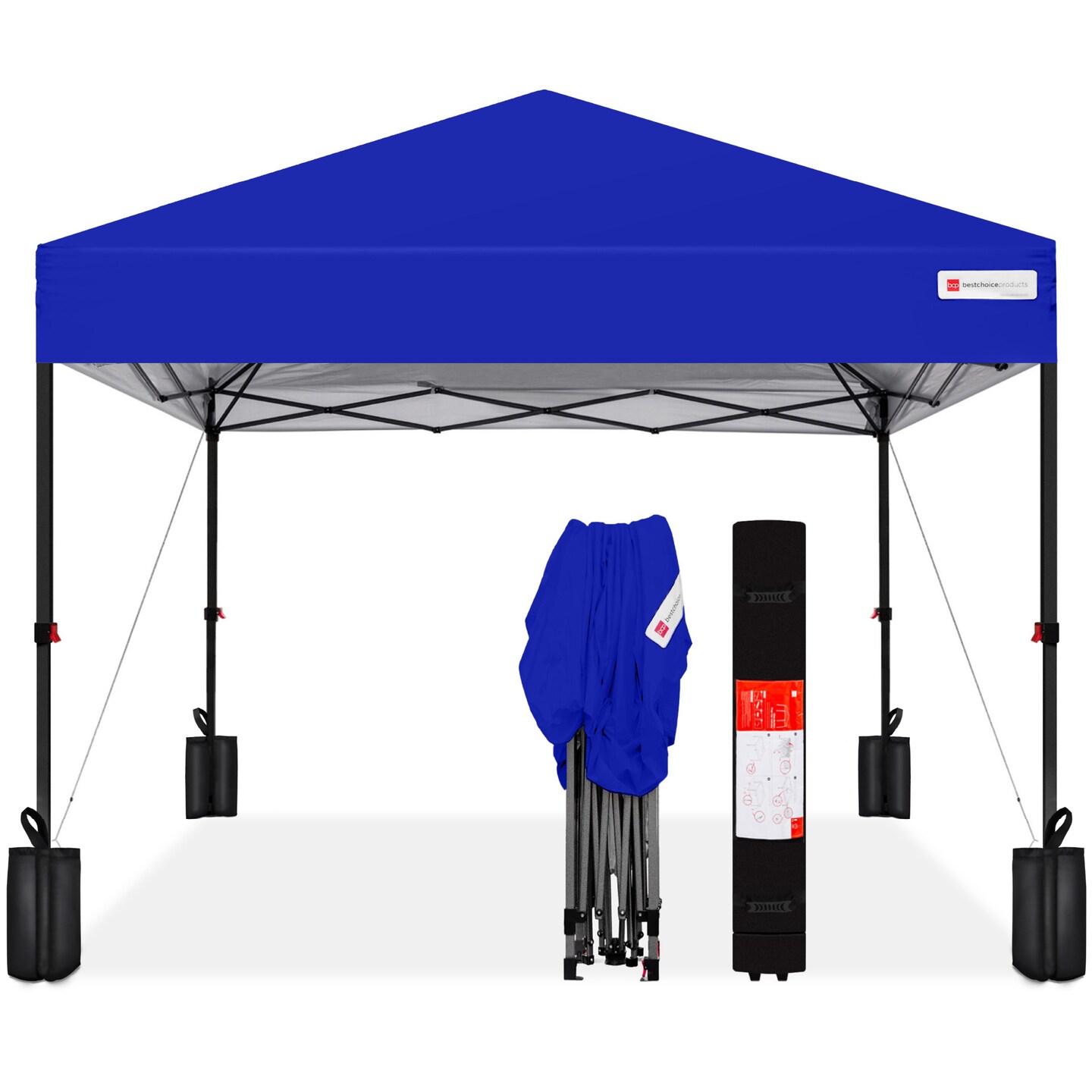 Best Choice Products 10x10ft Easy Setup Pop Up Canopy w/ 1-Button Setup, Wheeled Case, 4 Weight Bags