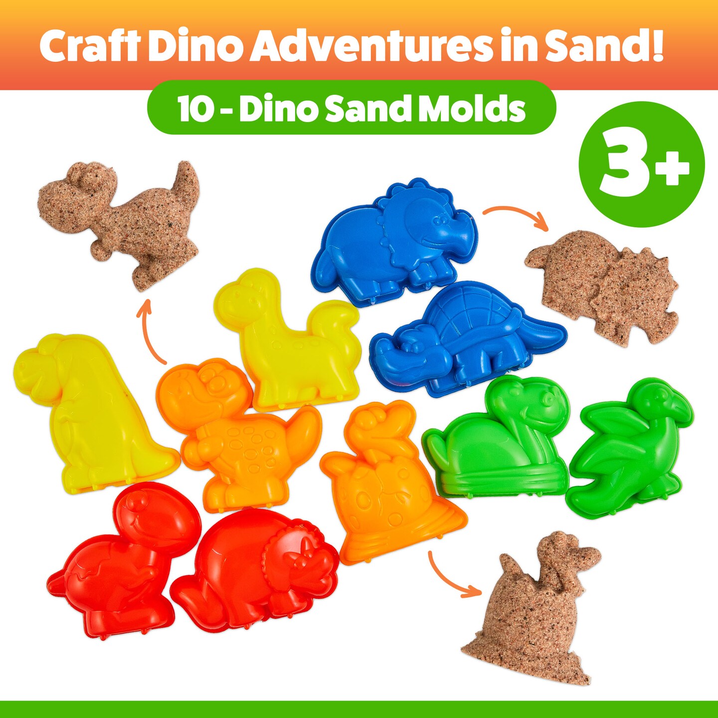 USA Toyz Dinosaur Sand Molds Beach Toys for Kids- 23pk