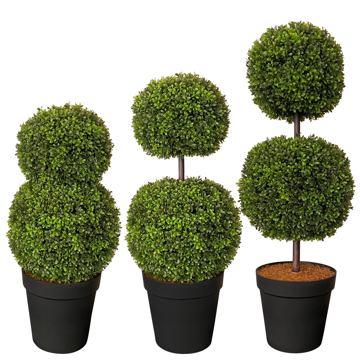 Haute Decor Adjustable Artificial Topiary - Includes 1 Artificial Boxwood Topiary for Front Porch - Adjust The Space Between Topiary Balls - Available in Triple or Double Styles