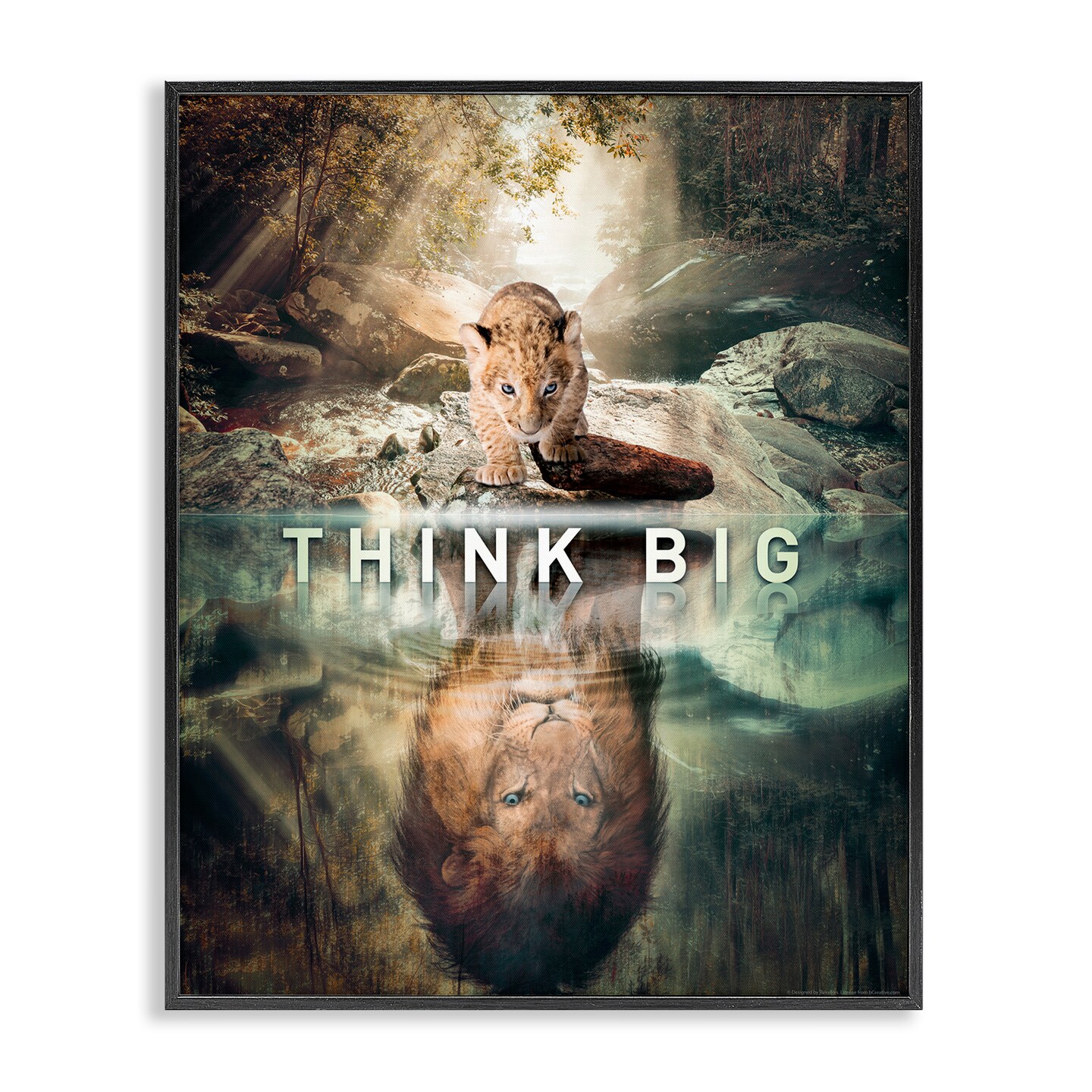 Stupell Industries Think Big Lion & Cub Framed Giclee Wall Art Design by Reinders