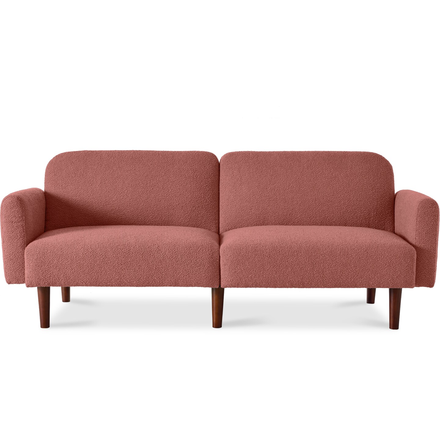 Best Choice Products Curved Convertible Futon, Boucle Fabric Split-Back Sleeper Bed