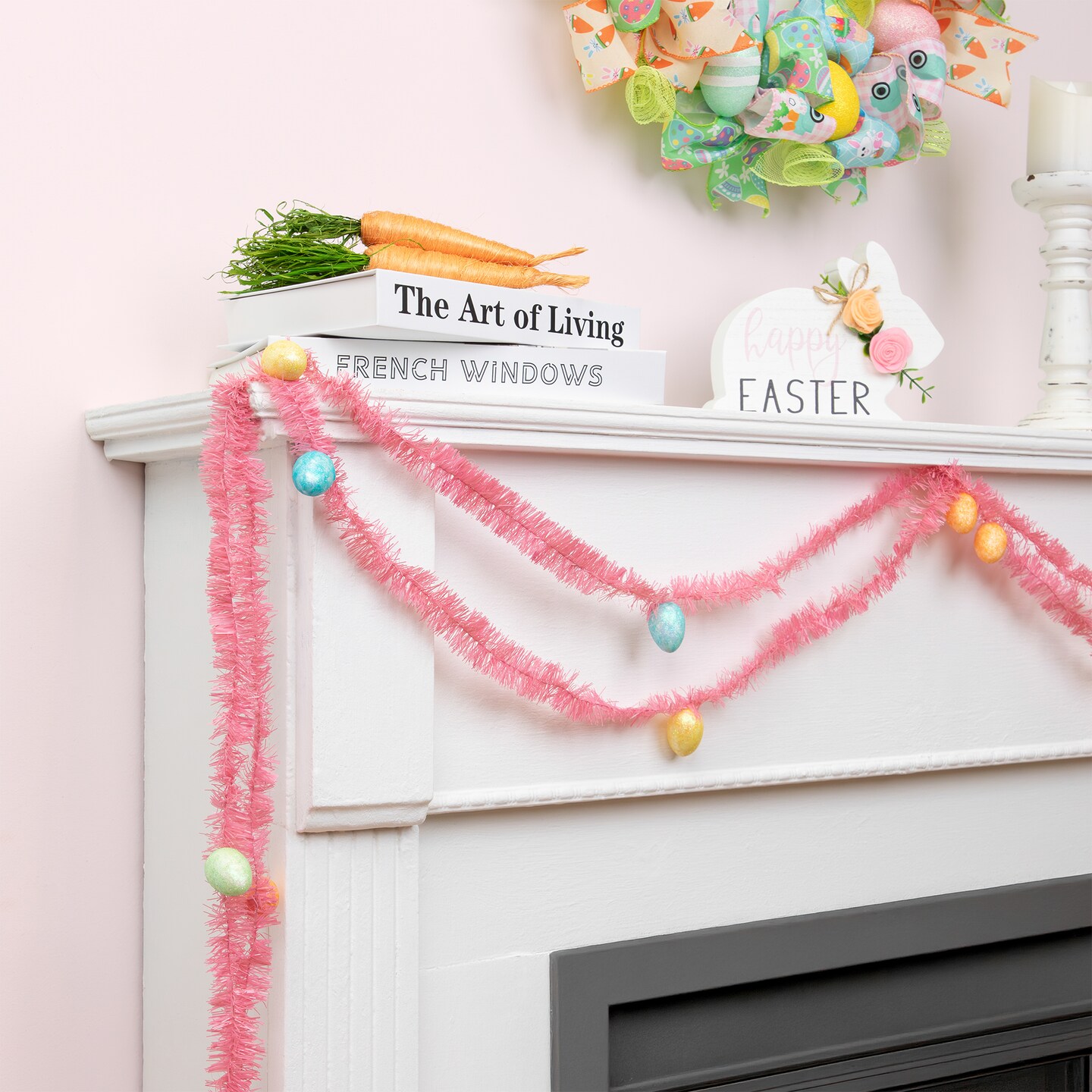 Northlight 25&#x27; Tinsel Garland with Easter Eggs - Pink