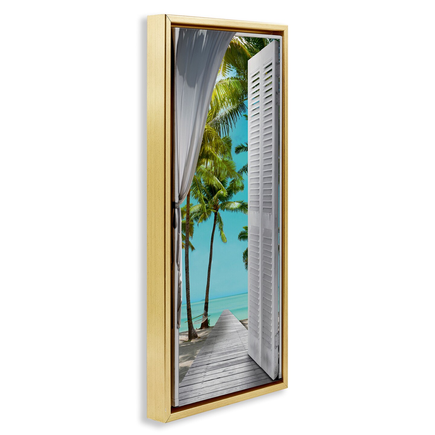 Stupell Industries Tropical Beach Villa View Framed Floater Canvas Wall Art Design by Reinders