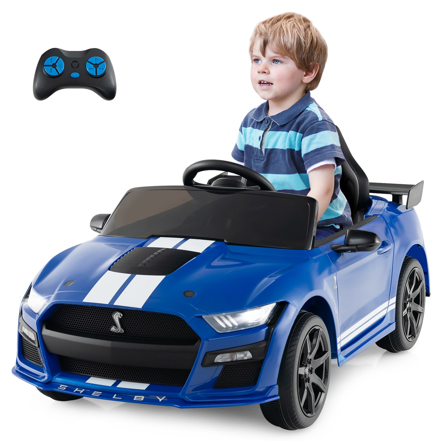 12V Licensed Ford Mustang Shelby GT500 Kids Ride on Car with Remote Control for Kids Aged 3-8-Red