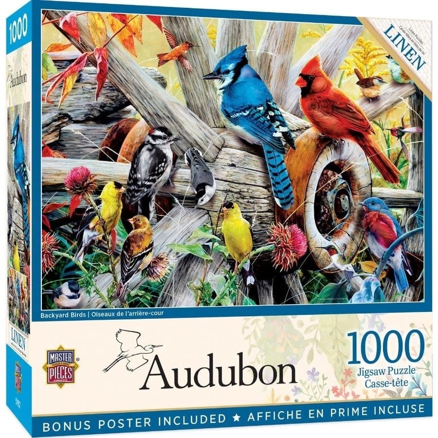 Audubon Backyard Birds 1000 Piece Jigsaw Puzzle 19.25 X 26.75 Recycled Material