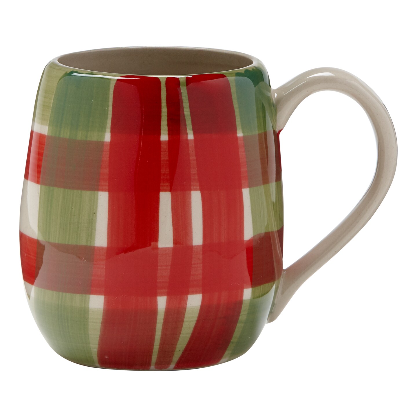 Tis Season Plaid Hand Painted Mug 16 oz