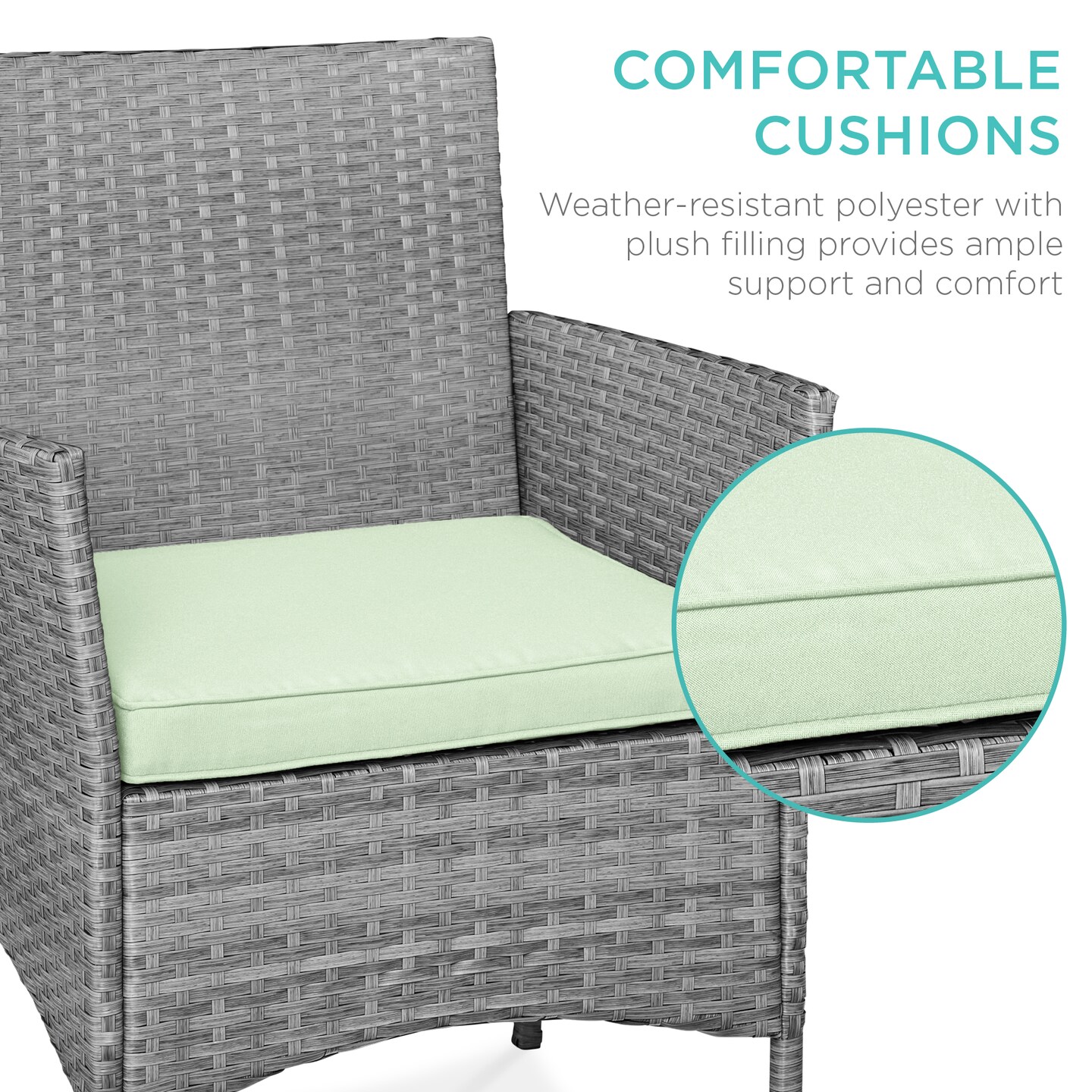 Best Choice Products 3-Piece Outdoor Wicker Conversation Patio Bistro Set, w/ 2 Chairs, Table