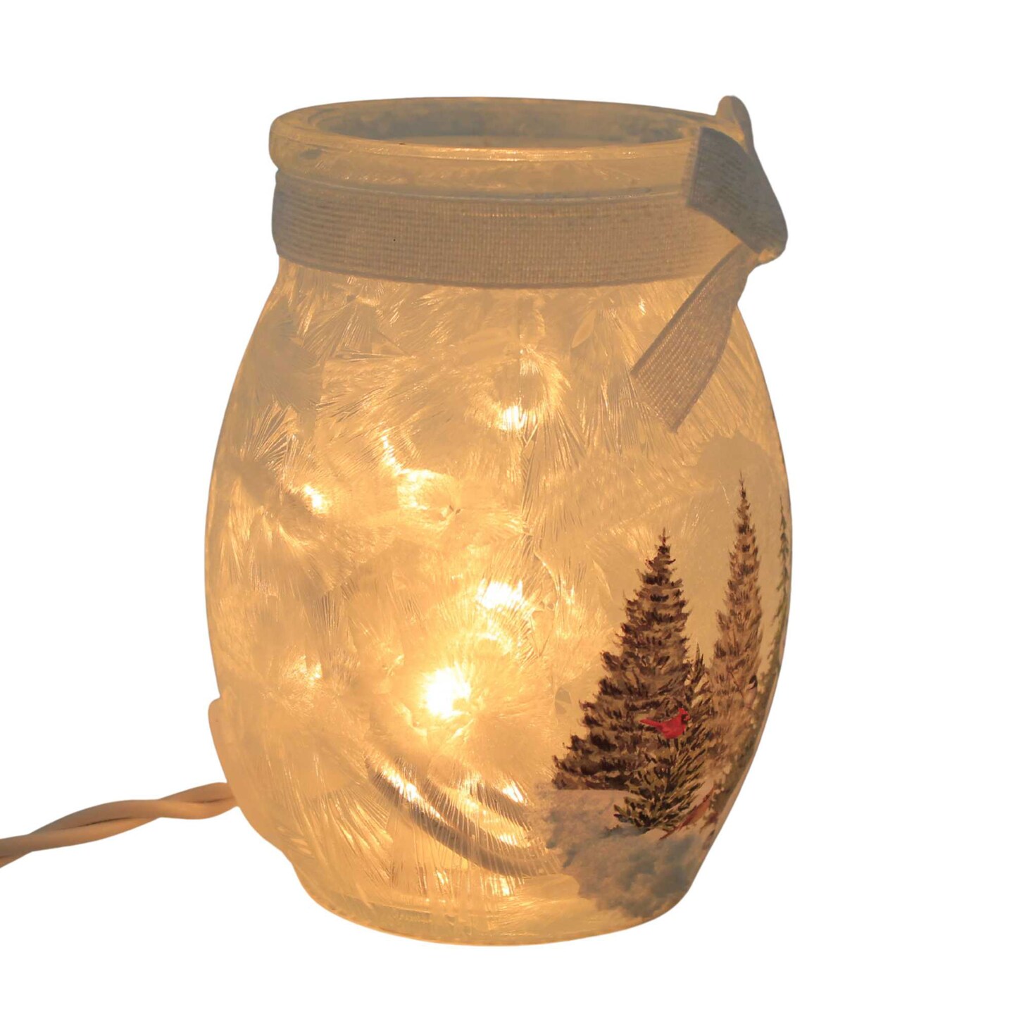 Stony Creek 4.0 Inch Forest Snowman Pre-Lit Small Jar Christmas Lighted Glass Accent , Winter Christmas Snowman Scene