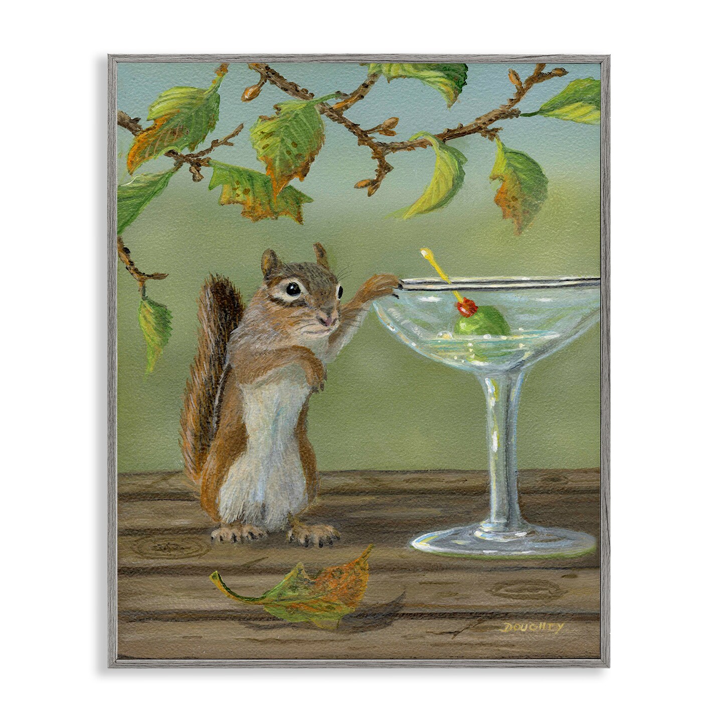 Stupell Industries Happy Hour Chipmunk Framed Giclee Wall Art Design by Terry Doughty