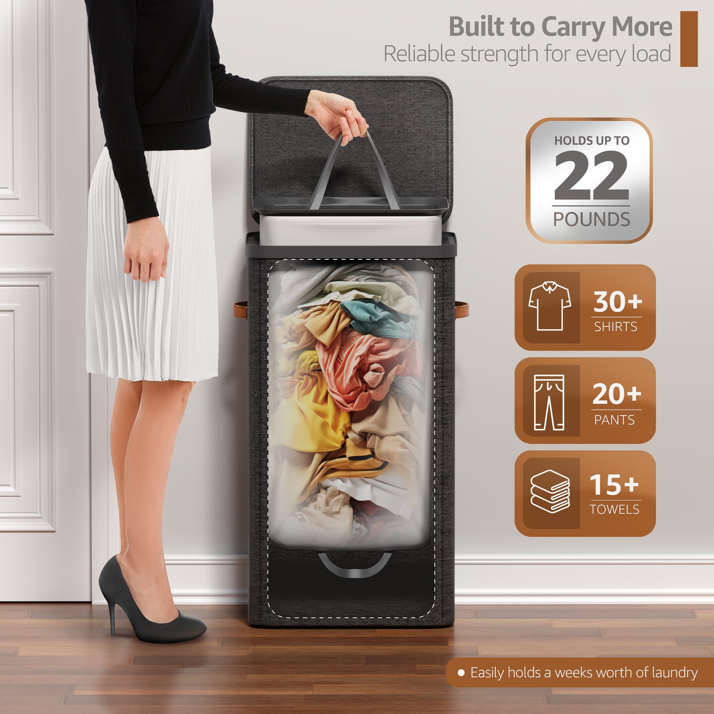 Sorbus Fabric Laundry Hamper - Collapsible Laundry Basket with Removable Laundry Bag